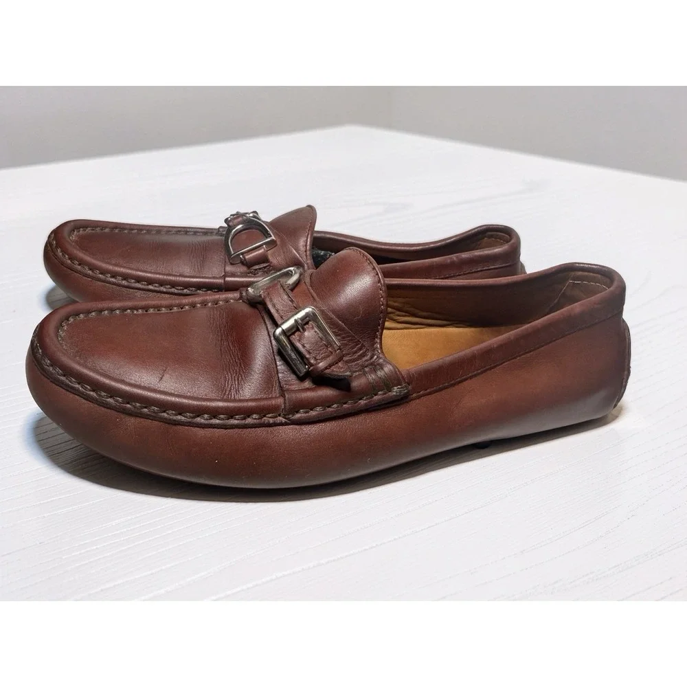 Ralph Lauren Purple Label Cordovan Brown Leather Drivers Loafers Size 7